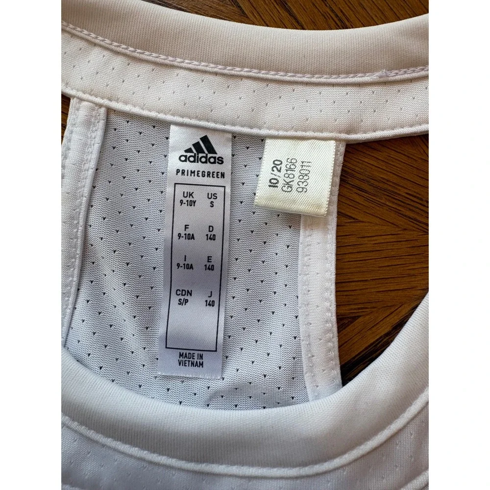 Adidas Girls AEROREADY‎ Primegreen Athletic Tank Top White Mesh Racerback Size S